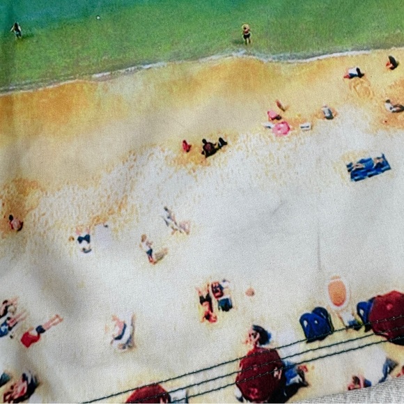 American Eagle Outfitters Green and Cream Beach Scene Swim Shorts Sz XS - Picture 6 of 11